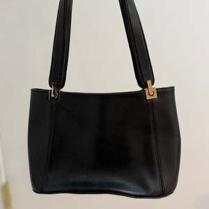 Vintage Nine West Black Minimalist Shoulder Bag with Gold Hardware